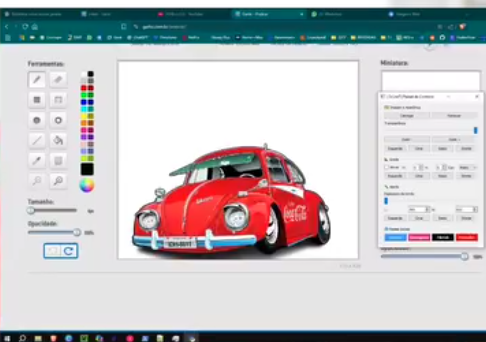 Tela do Rabisque com uma imagem carregada e posicionada sobre o canvas do Gartic